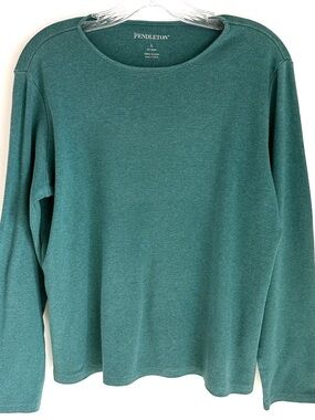 Pendleton 100% Cotton Teal Long Sleeve Top Size Large